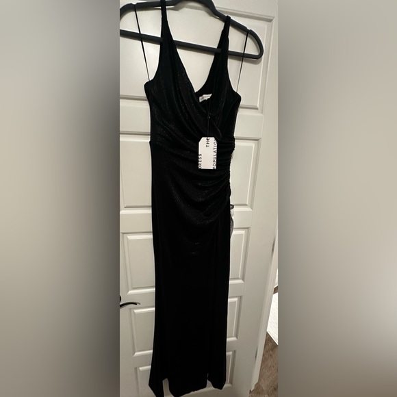 NWT - Dress the Population Jordan ruched side slit dress in black metallic! - Picture 6 of 9